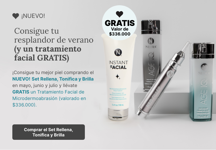 Buy the NEW! Lift, Fill & Glow Set in May, June and July and score a FREE Instant Facial Microdermabrasion Treatment. Featured is the new skincare set.